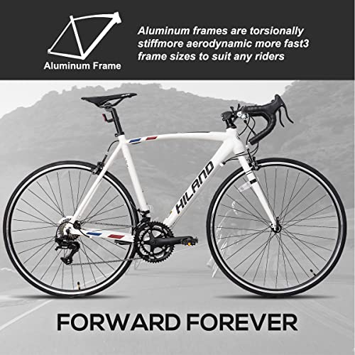 HH HILAND Hiland Road Bike 700c Racing Bike City Commuter Bicycle with 14 Speeds Drivetrain 60cm White