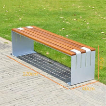 VHDY85KA Park Stainless Steel Wooden Seat Plate Outdoor Bench Park Square Courtyard Bench Entryway(Small)