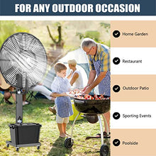 DFEDHF 90° Oscillating Fan with Mister, 3 Power Settings Misting Fan with 12 Gallon Large Capacity Tank, Industrial Outdoor Patio Garage Cooling Fan