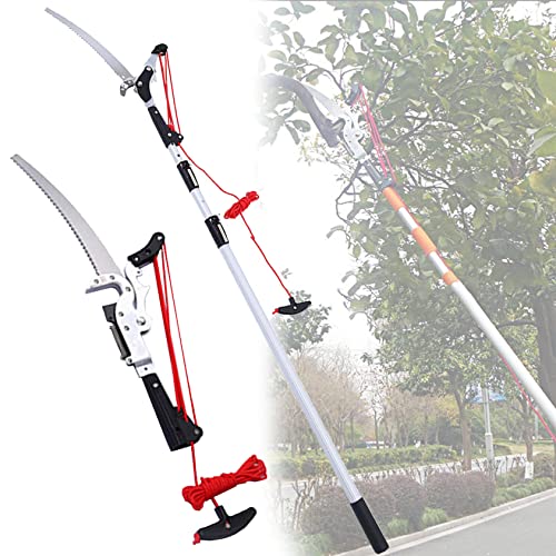 9.8FT/13FT/16.4FT/19.6FT Tree Saw Branch Long Reach Pole Pruning Saw, Heavy Duty Extendable Telescopic Garden Tree Pruner with Saw Blade Lopper Cutter,5m/16.4ft