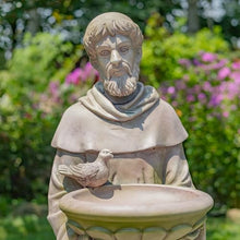 Zaer Ltd. Saint Francis Garden Statue with Birdbath, Antique Grey Magnesium, 30-36 Inch Height (36" Tall Standing)
