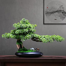 Fake Plants Bonsai Realistic Fake Plant Decoration Artificial Juniper Bonsai Tree with Pony Figurine 19 Inch -20 Inch Tall with Pot for Decoration, Desktop Display, Zen Garden Decor Artificial Plants