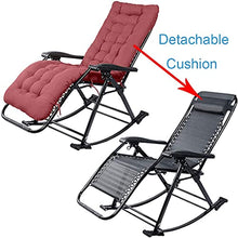 KLNBV Garden rocking chair Folding beach chair Height-adjustable garden chair Adjustable rocking chair Rocking chair with cushions for The beach, patio, terrace