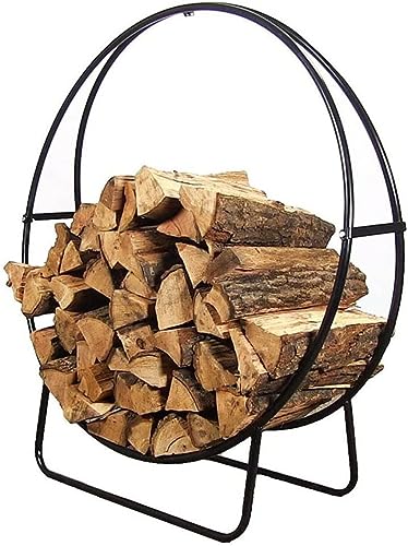 DJVHSRI Firewood Holder Rack Outdoor Log Hoop Black Powder Coated Steel Wood for Lumber Store,Firewood Rack,
