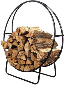 DJVHSRI Firewood Holder Rack Outdoor Log Hoop Black Powder Coated Steel Wood for Lumber Store,Firewood Rack,