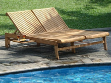 WholesaleTeak Grade-A Teak Multi Position Double Chaise Lounger with Slide Out Tray Teak