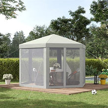 YMGSCC Party Tent Gazebo Hexagon Patio Outdoor Party Activities Waterproof with Mesh Walls Beige