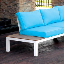 Furniture of America Chentelli Aluminum Patio Sectional with Ottoman in Blue