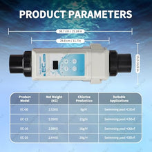 BeoyNot Pool Saltwater Salt Chlorine Generators, with Titanium Cell, Digital Display & Self-Cleaning Function, Chlorine Production: 8/12 / 16/20 g/H, for Swimming Pool, Spa Pool 12g/H≤50m³