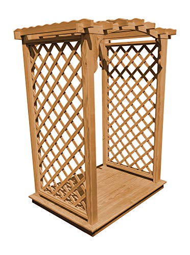 Amish-Made Jamesport Style Pine Arbor with Deck - 5' Wide Walkthrough, Oak Stain