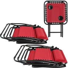 Akari Decor 3pcs Set Deluxe 2-Pack Furniture Zero Gravity Chairs Outdoor Indoor Portable Lounge & Folding Table w/Cup Holder Set for Beach Recliner Camping Lawn Balcony Deck, (3 pcs Set) (Red)