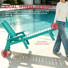 Costaelm Lago Outdoor HDPE Patio Chaise Lounge Chairs with Wheels & Cup Holder (Set of 4), Turquoise
