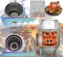 INTSUPERMAI Chicken Duck Roaster Grill Oven Cooker, LPG and Charcoal Replacement for Roast Turkey, Beijing Roast Duck 31.5 inch Stainless Steel Charcoal Roaster LPG Cooker