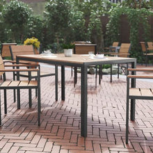 Flash Furniture Commercial Grade 55x31 in Metal Dining Table, Natural/Gray