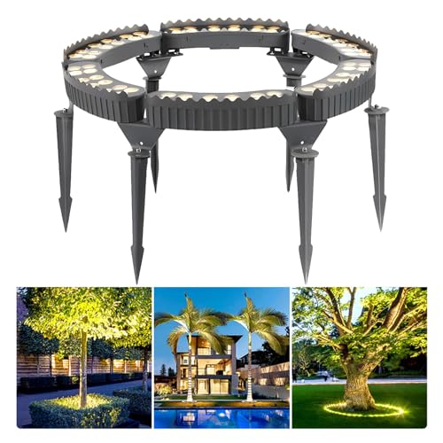ETRYOX Outdoor Led Garden Lights, Courtyards Ring Tree Light, Aluminum Landscape Spotlights for Trees, Easy to Use(Warm White Light,Pack of 6)