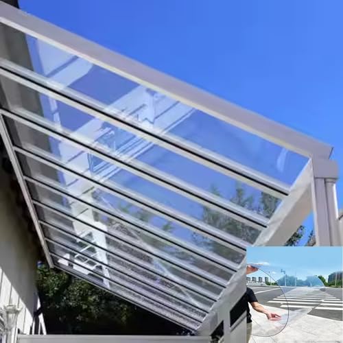 ZRUTIMI High Transparent Solid Polycarbonate roof Panel for Corridor Awning Visor, rain and Snow Protection Against UV(6 x 13.1ft)
