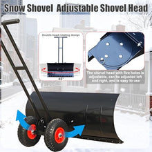 Heavy Duty Snow Shovel – 29-Inch Snow Plow, 10" All-Terrain Wheels Snow Pusher Wide Blade, 7-Way Pivot+ 5 Handle Heights Multi-Season – for Farms, Yards Clean Snow, Gravel, Sand