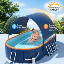 Large Above Ground Pool with Canopy, Rectangular Swimming Pool for Family