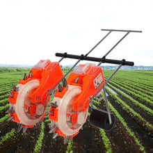 Hand Push Double Row Seeder with Fertilizer, Manual Garden Seeder Planter, Adjustable Seed Drill for Corn, Soybean & Vegetable Planting Tool(7 Mouths)