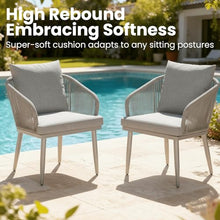 Aeeiua Patio Dining Chairs Set of 6, Modern Rattan Woven Rope Outdoor Dining Chairs with Cushions for Balcony, Poolside, Backyard