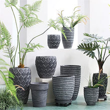 Flower Pot Garden Creative Corrugated Plant Pots Round Concrete Planter,Large Planter Pots Containers with Drainage Holes for Patio, Balcony, Backyard, Living Room House Plants, Succulents, Flowers (