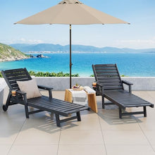 Garvee Lounge Chair Outdoor Set of 4 with Wheels & 5-Position Adjustable Backrest, Oversized Chaise Lounge with 2 Move Handle, HDPE Lounge Chair w/Detachable Cup Holder, for Patio, Pool,Dark Gray