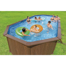 Bestway Hydrium 24' x 12' x 52" Oval Above Ground Swimming Pool Set Outdoor Steel Wall Family Pool with Sand Filter, Ladder, & Cover Brown