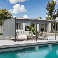 Aoodor 12 x 20 ft Outdoor Pergola with Retractable Shade Canopy, Grey