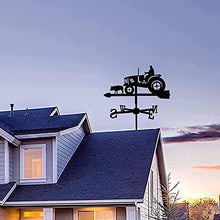 Tractor and Pig Weather Vane Stainless Steel Wind Vane Decorative Weathervane Antique Style Wind Direction Indicator Suitable for Home Barn or Pavilion Garden Decoration