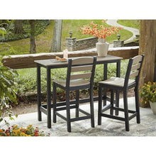 Signature Design by Ashley Moondance Contemporary Outdoor Weather Resistant Counter Table and 2 Bar Stools, Set of 3, Black & Light Brown