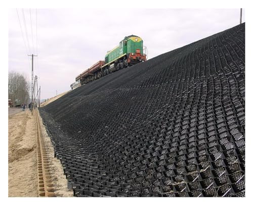 AMHUKIP HDPE Slope Stabilization Grid - 2" & 4" High Erosion Control for Driveways, Patios, and Shorelines(5x9m (16.5x30ft) 10cm/4" High)
