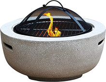 Garden Fire Pit Grill Bowl Grill Barbecue Rack Outdoor Fire Pit Garden Wood Burning Fire Pit BBQ Grill Table - 23“, Outdoor Wood Burning Fire Bowl with Spark Screen Cover and Poker