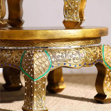 LHHAIUA Ottoman for Bedroom Dorm Hand-Carved Thai Solid Wood Footstool Decorative Shoe Bench Plant Stand Under Desk Footrest(43cm)
