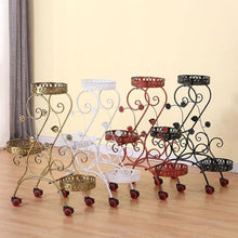 JOTDPFRYK Modern Metal Plant Stand Durable Shelf Rack with Wheels Indoor Outdoor Flower Rack 3 Tier Corner Flower Pot Holder Stands French Tiered Wrought Iron Plant Display Rack for Patio Living Room