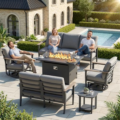 Sweecci Aluminum Outdoor Patio Furniture Set with 5.1-Inch Cushions