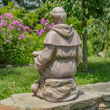 Zaer Ltd. Saint Francis Garden Statue with Birdbath, Antique Grey Magnesium, 30-36 Inch Height (30" Tall Sitting)