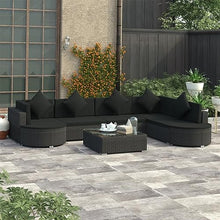 YWMLFZ Black 8 Piece Patio Lounge Set with Cushions Poly Rattan Easy to Assemble for Outdoor Backyard Gardens