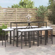 VGLQNRPT 11 Piece Patio Bar Set with Cushions, PE Rattan Pub Table and Stools, Outdoor Furniture for Garden Backyard