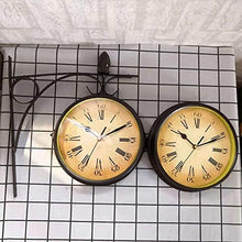 saditesdk Wall Clock, Vintage Double Sided Wall Clock, European Quartz Silent Needle Garden Indoor Outdoor Hanging Decoration Clocks，