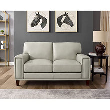 Hydeline Hayward Top Grain Leather Loveseat, 64.5", Ice