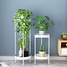 KAJIAO 2 Tiers Flower Stand Garden Patio Metal Planter Pot Rack Decorative Standing Living Room Display Shelf Holder for Indoor Outdoor Balcony Decor - White(S+L)