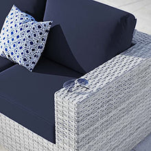 Modway Convene Outdoor Patio Right-Arm Loveseat in Light Gray Navy