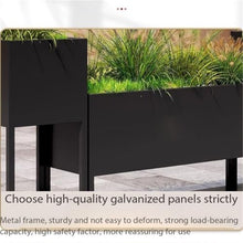 XJOYSL7921 Planter Box with Bench Outdoor Planter Box Flower Pot Splicable Decorative Planting Trough