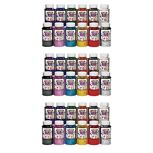 Colorations Extra-Safe Plastic Glitter Shaker Jars, Non-Toxic, 12 Colors