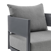Armen Living Argiope Outdoor Patio Swivel Rocking Chair in Grey Aluminum with Cushions