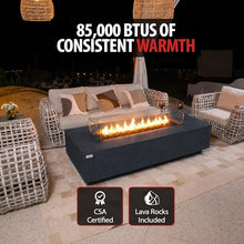 AMS 72" Rectangular Cast Concrete Propane Gas Fire Pit Table (Dark Gray)