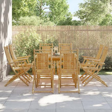 LKJVFCPW Set of 8 Foldable Garden Chairs, Bamboo Outdoor Patio Dining Chairs, Portable Lightweight Weather-Resistant Seating for Backyard Deck Lawn, Brown