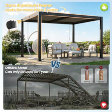 Pergola 10' x 12' with Aluminum Frame and Adjustable Louvered Roof