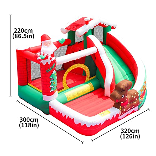 SunSports Christmas Bounce House with Slide Red/Green/White