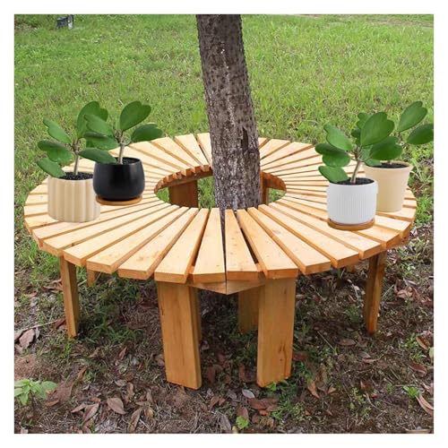 BXKCFYBSQ Outdoor Tree Bench Circular,One-Piece Garden Seat,Decorative Curved Chair,Solid Wood ​Slatted Splicing,Free Combination of Shapes,Capacity 400KG(Color2)